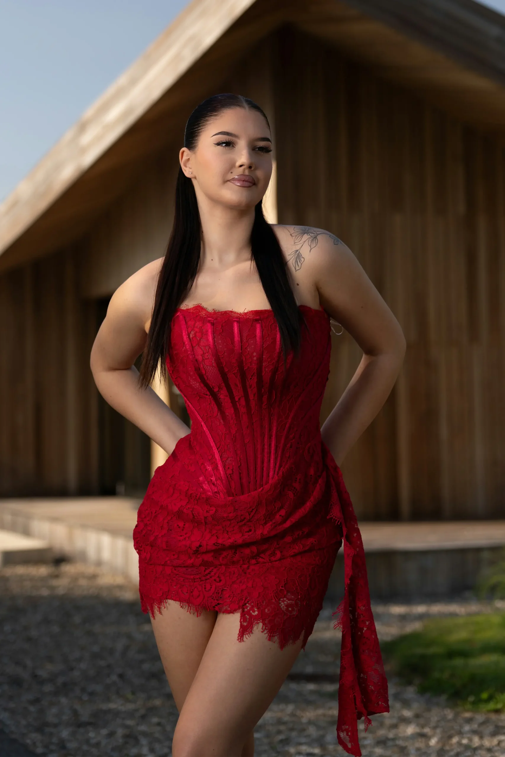 Rochie scurtă roșie Isabel | Nourra Design